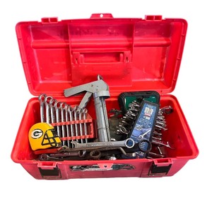 lot 181 image: Red Tool Box with Assorted Hand Tools and Wrench Sets