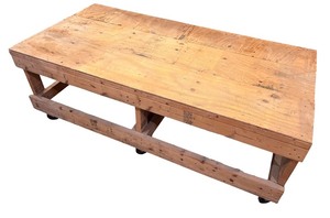 lot 183 image: Heavy Duty Wooden Workbench on Casters