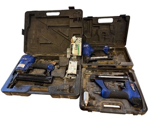 lot 190 image: Set of 3 Campbell Hausfeld Pneumatic Nailers with Cases