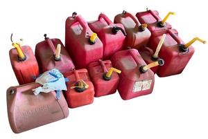 lot 222 image: Collection of 12 Used Gasoline Fuel Containers
