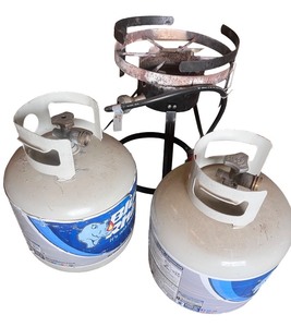 lot 236 image: Outdoor Propane Cooker with Two Blue Rhino Tanks