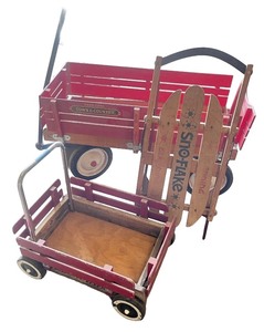 lot 241 image: Vintage Radio Flyer Wagon Set with Sno-Flake Sled