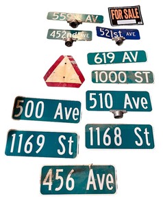 lot 32 image: Collection of Vintage Street and Road Signs