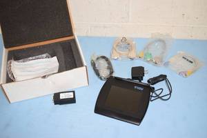 lot 79 image: Topaz SignatureGem Biometric Color 5.7 Electronic Signature Capture Pad Model T-LBK57GC-BHSB-R - $349 on Amazon