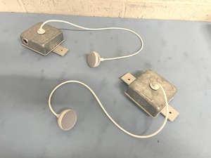 lot 72 image: PAIR of Audix Professional M3 Tri-Element Hanging  Ceiling Audio Microphones with Junction Boxes - White
