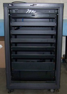 lot 114 image: Middle Atlantic RCS-1824 Audio Video Computer Server Equipment Rack System w Heavy Duty Casters & Miscellaneous Accessories
