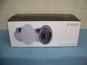 lot 139 image: Pair of Apart, CM design 2-Way 6.5 Thin Edge Pro Audio Ceiling Speakers, model CM60DTD - NEW in Box