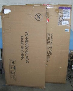 lot 150 image: (2) YS-NB002-BLACK, AHB Rolling Computer Desk Metal Frames - NEW in Box