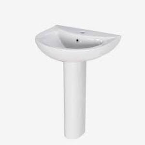 lot 25 image: Hanikes 20 12 in. White Vitreous China Pedestal Combo Bathroom Sink in U-Shape Design with Overflow   Customer Returns See Pictures