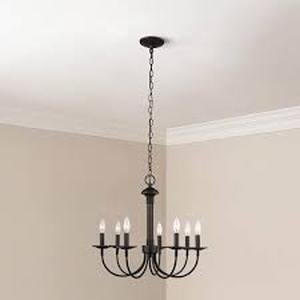 lot 44 image: 7-Light Oil Rubbed Bronze Candle Chandelier Light Fixture   Customer Returns See Pictures