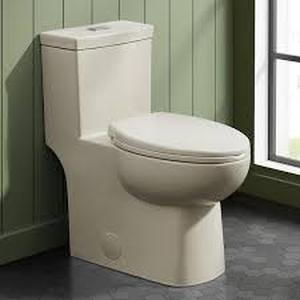lot 47 image: Swiss Madison Classe 1-Piece 1.11.6 GPF Dual Flush Elongated Toilet in Bisque Seat Included  Customer Returns See Pictures