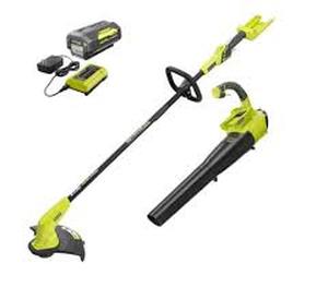 Ryobi  String Trimmer, Blower w/ 4.0 Ah & 2.0 Ah Battery & (2) Chargers Customer Returns See Pictures