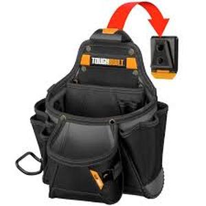 lot 61 image: TOUGHBUILT ClipTech Contractor Pouch in Black with 23 pro-grade pockets and extreme-duty hammer loop Customer Returns See Pictures