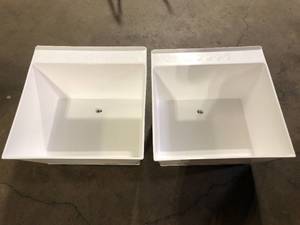 lot 13 image: Lot of Glacier Bay 23 in. Utility Sink with Legs  Customer Returns See Pictures