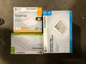 lot 62 image: Lot of Assorted Bathroom Exhaust Fan Various Models and Conditions Customer Returns See Pictures