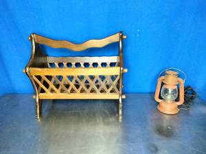 lot 69 image: Vintage Magazine Rack and a Electric Lantern