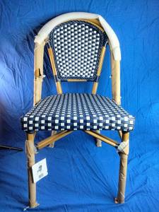 lot 13 image: Rufa French Bistro Style - Synthetic Wicker & Bamboo Outdoor Chair