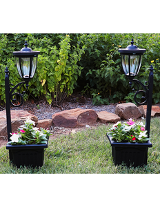 lot 82 image: Sun-Ray Kambria Multi-Function Solar Lamp Post and Planter - Set of 2