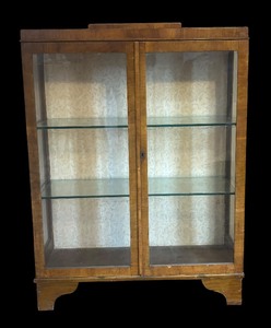 lot 11 image: Vintage Glass Front Wooden Display Cabinet