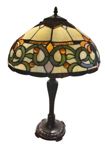 lot 24 image: Elegant Tiffany Style Stained Glass Table Lamp