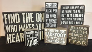lot 39 image: Set of 6 Inspirational Quote Wooden Signs