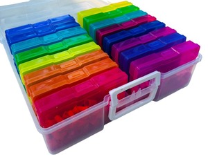 lot 58 image: Sixteen Plastic Bright Colored Containers Some Include Small Tools