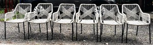 lot 43 image: Set of 6 Woven Patio Chairs with Metal Frame
