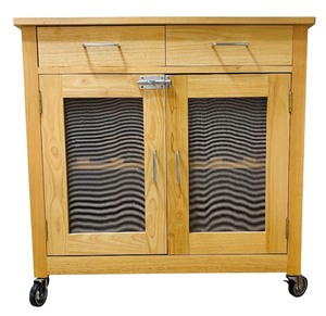 lot 42 image: Wooden Kitchen Cart with Double Drawers and Cabinet