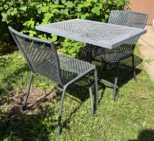 lot 206 image: Metal Patio Table with Two Chairs