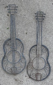 lot 209 image: Two Decorative Metal Guitar Figurine Wall Hangings