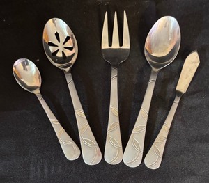 lot 230 image: Cambridge Felicity Serving Spoons, Meat Fork and More