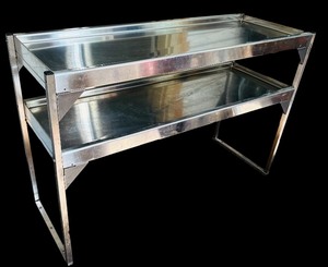 lot 265 image: Silver Metal Table with Two Shelves