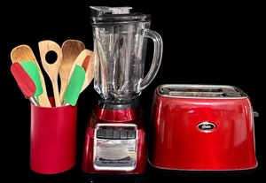 lot 264 image: Grouping of Red Appliances for the Kitchen