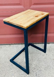 lot 79 image: Modern Side Table Wood Top and Metal Frame