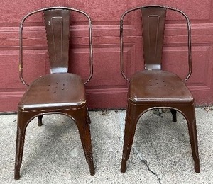 lot 68 image: Pair of Vintage Metal Brown Chairs