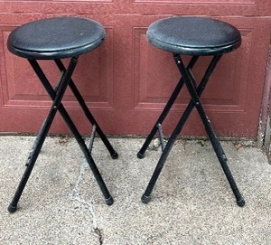 lot 71 image: Pair of Black Metal - Vinyl Seat Stools