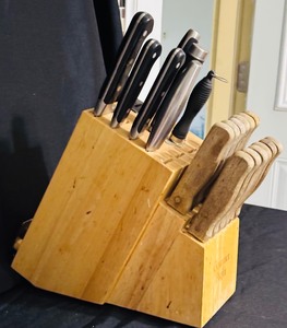 lot 268 image: Cutlery Wooden Block Holder, Wstof  Cutlery and More