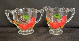 lot 249 image: Vintage Bartlett Collins Fruit Motif Creamer Pitcher and Sugar Dish
