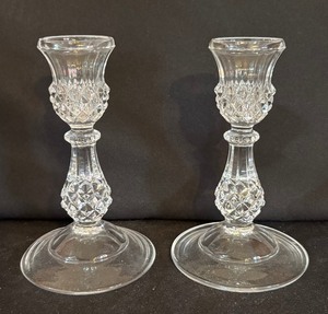 lot 255 image: Pair of Cristel dArques Crystal Longchamp Candle Holders