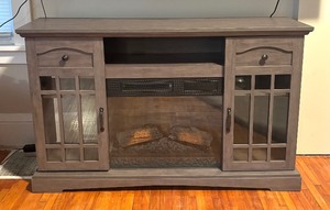 lot 311 image: Lovely Hayden Faux Fireplace Media Cabinet by Chimney Free