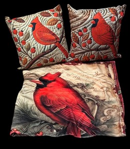 lot 408 image: Cardinal Accent Pillows and Throw Blanket