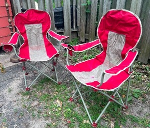 lot 90 image: Pair of Foldable, Portable Yard  Camping Chairs with Carry Bags