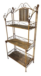 lot 450 image: Foldable Rustic Bakers Rack  Plant Stand
