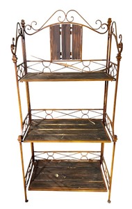 lot 482 image: Vintage Rustic Foldable Bakers Rack  Plant Stand