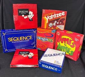 lot 497 image: Assorted Games including Sequence, Apples to Apples, Yahtzee, Po-Ke-No and More