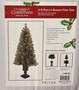 lot 551 image: Celebrate It 4 Foot Pre-Lit Boston Pine Tree