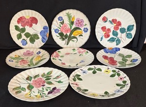 lot 349B image: Variety of Vintage Floral Plates by Blue Ridge and More