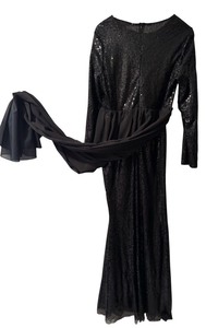 lot 398 image: Elegant Long Dress with Sequin and Sheer Drape Accent