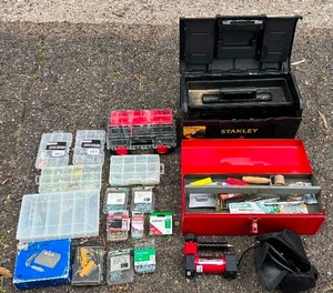 lot 440A image: Tool Boxes, Variety of Tools, SuperFlow HV-35 12V DC air compressor and More