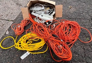 lot 437 image: Large box of Electrical Cords, Extension Cords and More